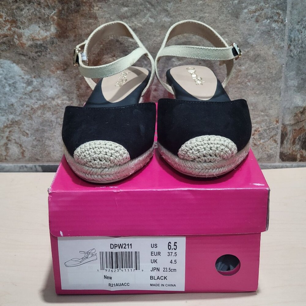 Dream Paris Black 6.5 Espadrille Sandal Strap Buckle Close Toe - Picture 2 of 10